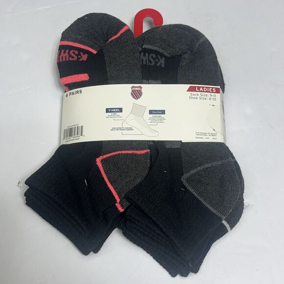 K Swiss Women's Ankle Socks 6 Pack Shoe Size 4-10 Black Flow Cool $28 Flow Cool - Picture 5 of 5